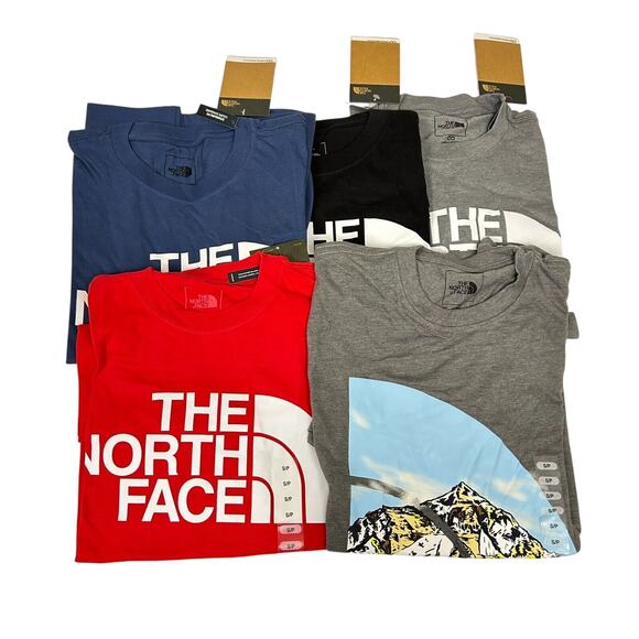The North Face T-Shirt LOT (5) Men's S Gray Red Blue Black Half Dome Logo NWT L1 - Picture 2 of 8